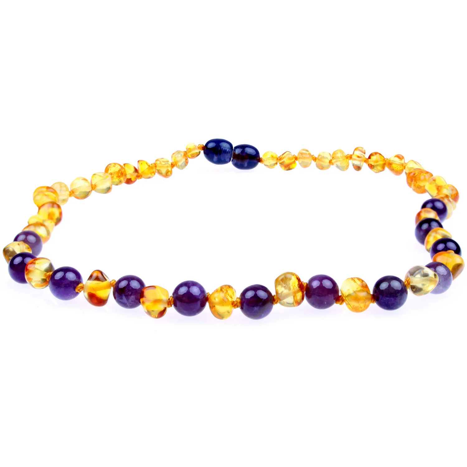 Baltic Amber Necklace - Honey Amber + Amethyst - Children's - Image 3