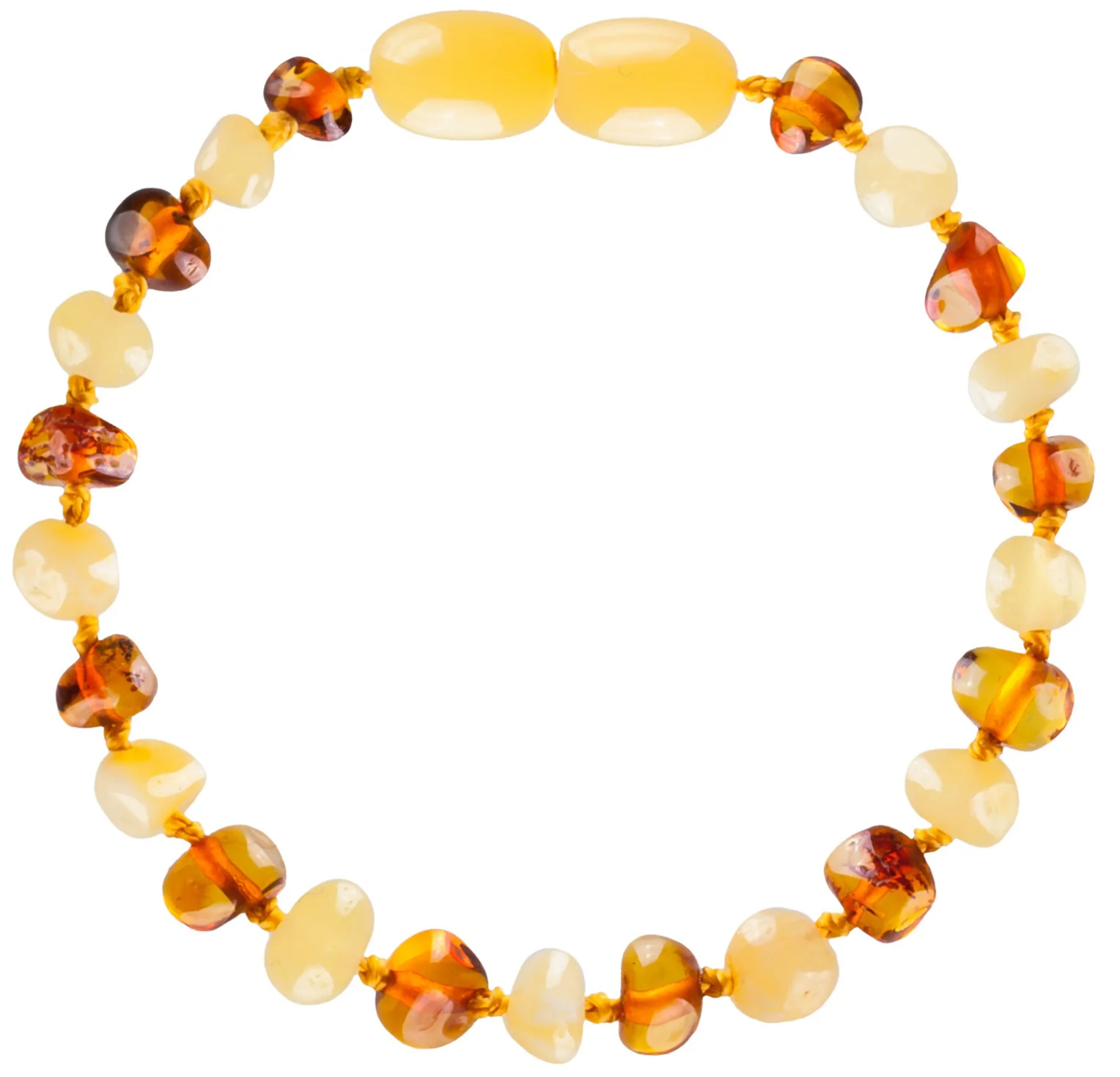 Baltic Amber Bracelet or Anklet - Polished Milk + Cognac - Children's - Image 2