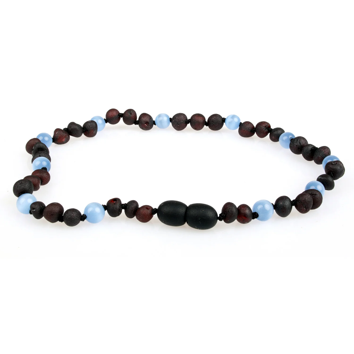 Baltic Amber Necklace - Raw Cherry Amber + Cat's Eye - Children's - Image 3