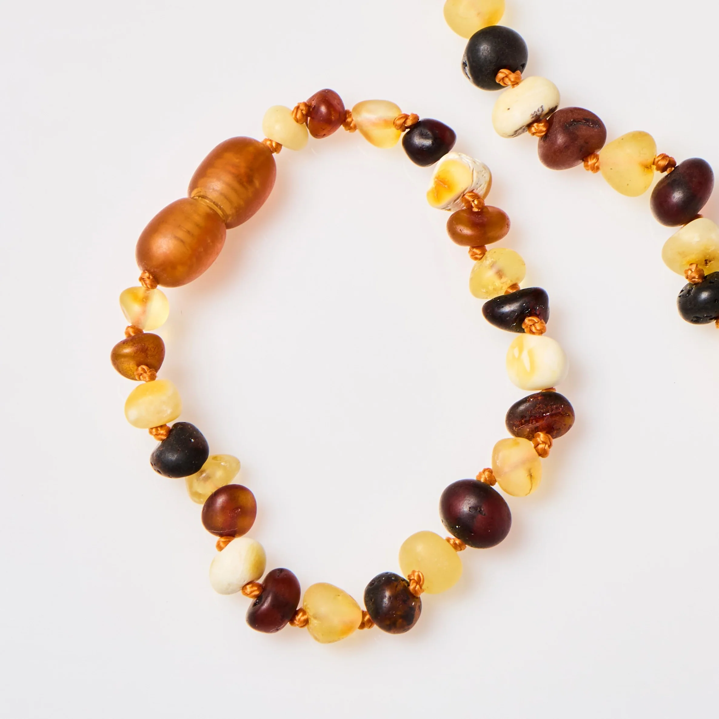 Children's Necklace + Bracelet Set - Raw Multicolor Amber - Image 3