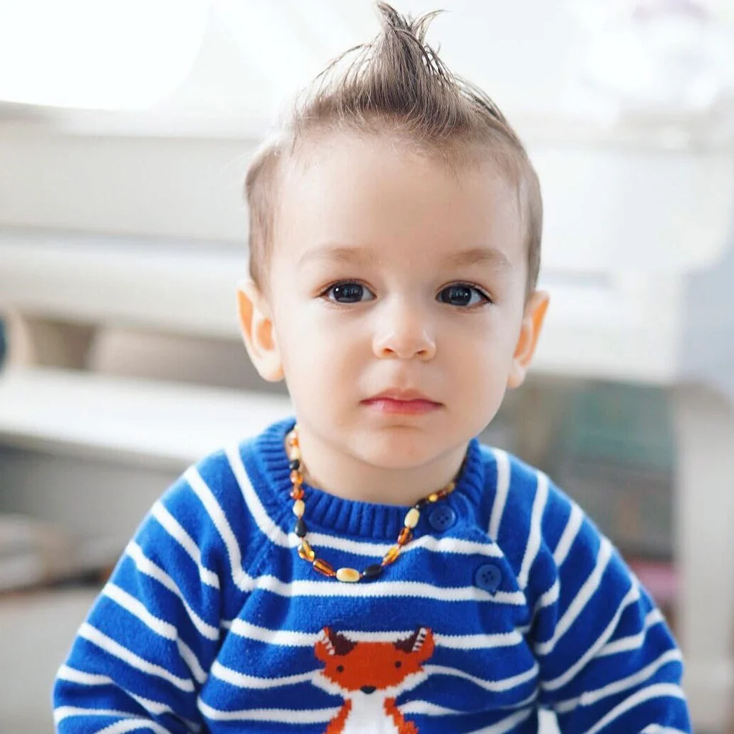 Baltic Amber Necklace - Multicolor Beans - Children's - Image 8