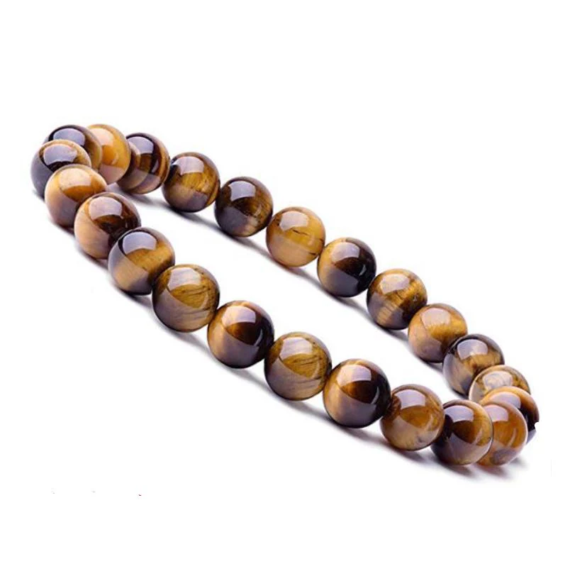 Natural Healing Stone Bracelets - Tiger Eye Precious Beaded Gemstone (7.5") - Image 2