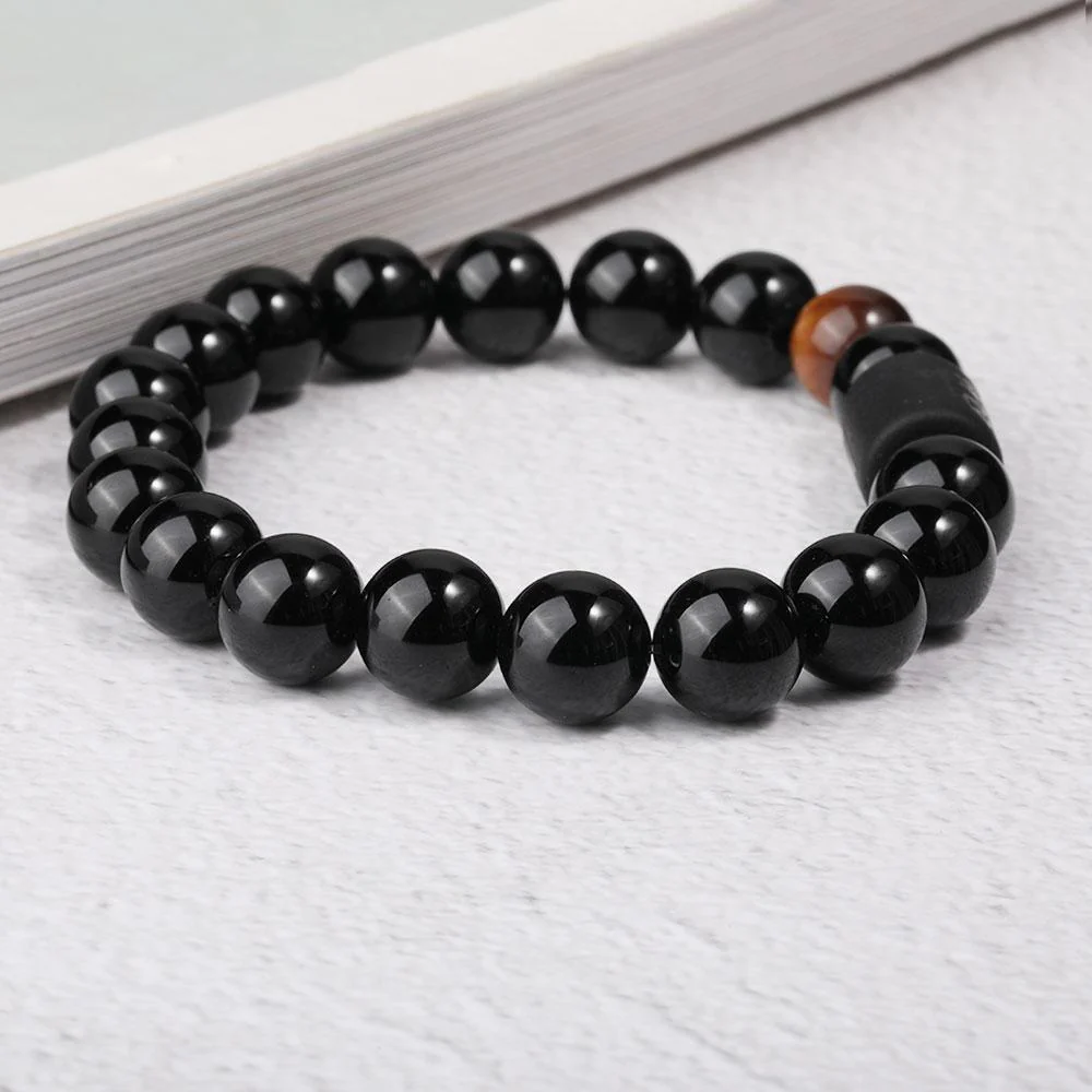 Virgo Zodiac Bracelets - Black Onyx & Tiger Eye Stone - Beaded Bracelets (Adults 8.5") - Image 3